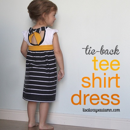 \"t-shirt-dress-tie-back-upcycle-girls\"